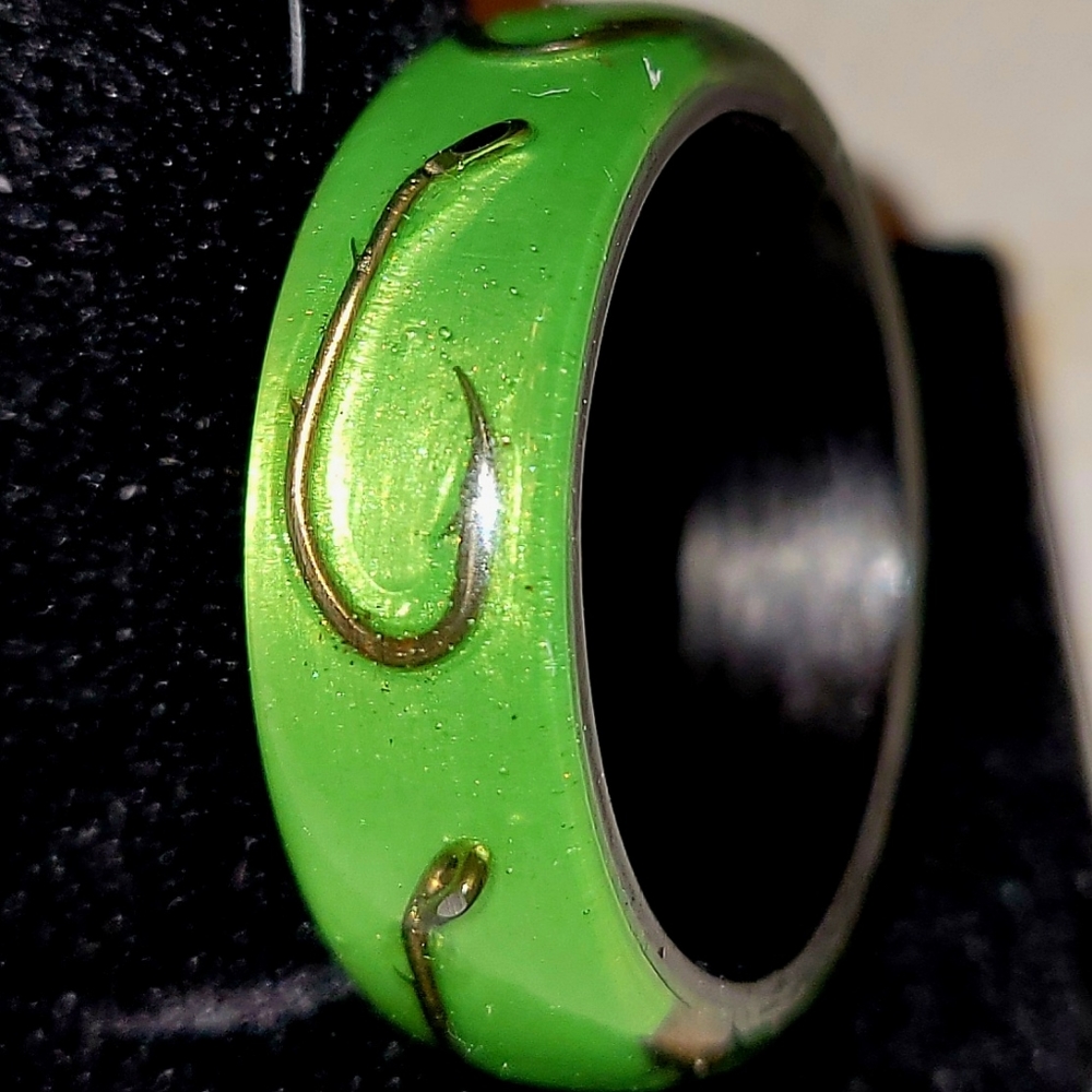 Custom handmade fishing hook ring